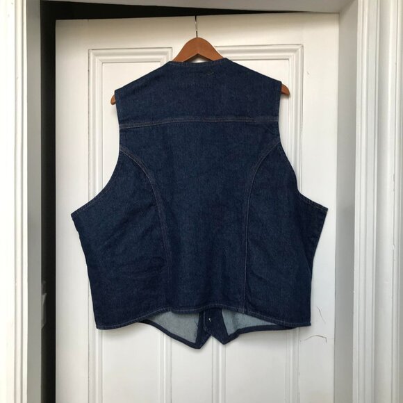 Vintage Wrangler Trucker Vest Mens Size XXL Blue Denim Jean Sleeveless Cowboy - Picture 7 of 8